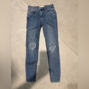 Free People Blue Distressed Skinny Jeans size W 24R